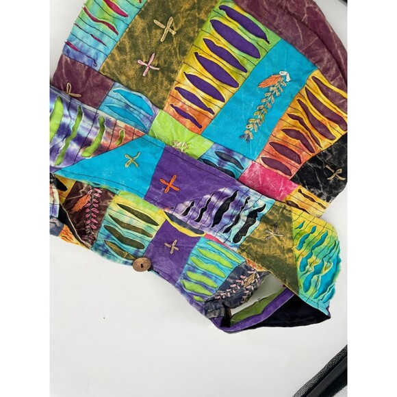 Tie Dye Hippie Hobo Colorful Artsy Shoulder Crossbody Bag Cotton Satchel Nepal - Picture 4 of 8